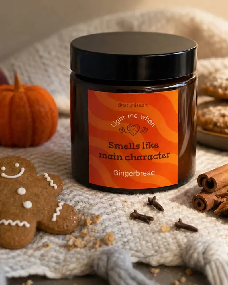 Świeca sojowa "Gingerbread" 120 ml – Imbir, Cynamon, Miód — 1