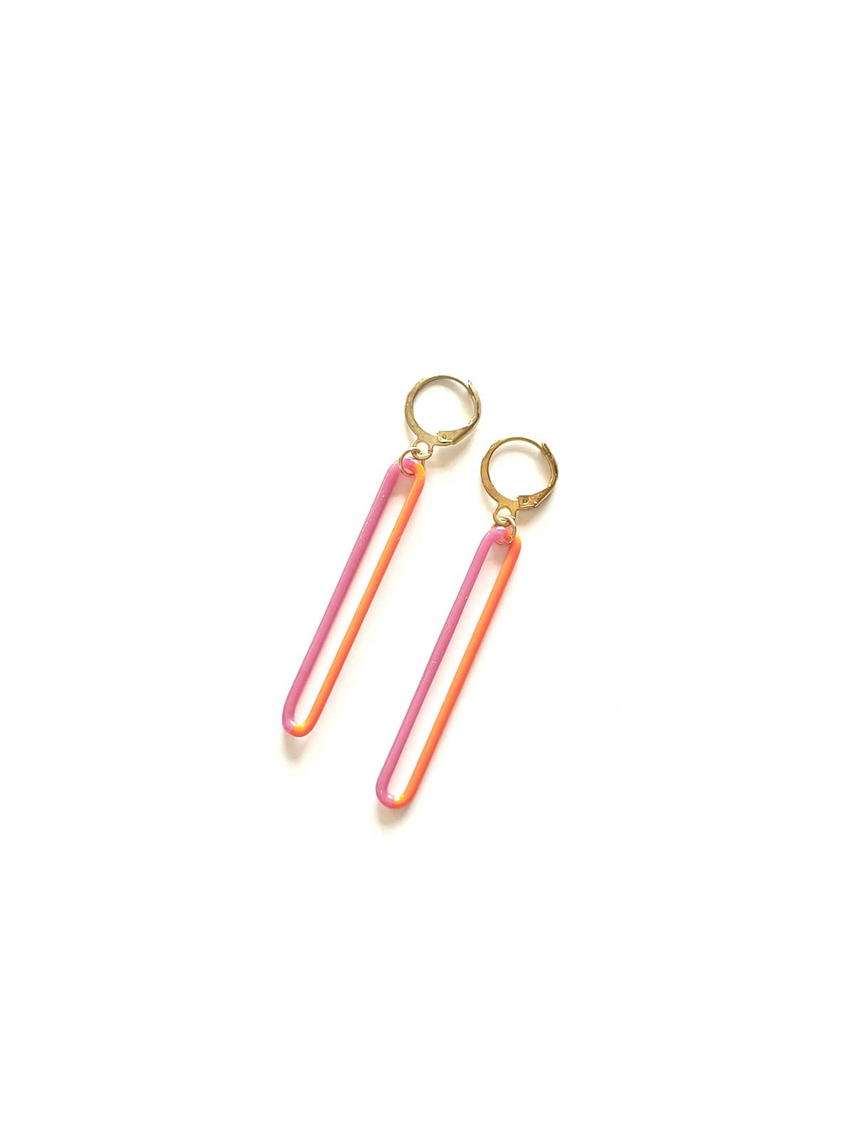 DUO Earrings - Long Orange and Pink — 2