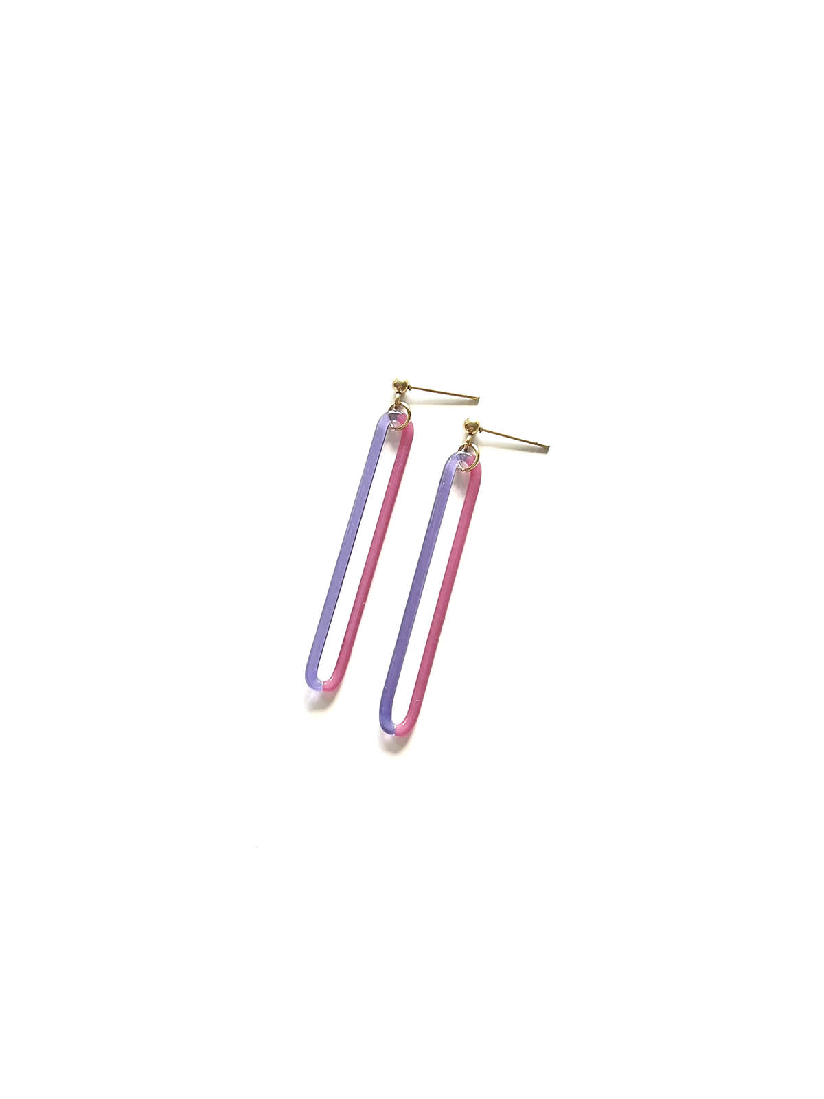DUO Earrings - Long Purple and Pink — 1