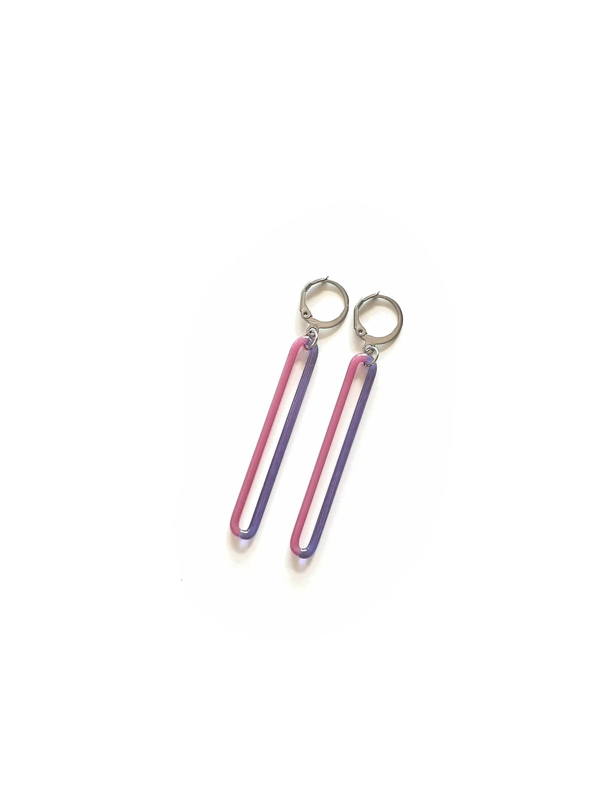 DUO Earrings - Long Purple and Pink — 2