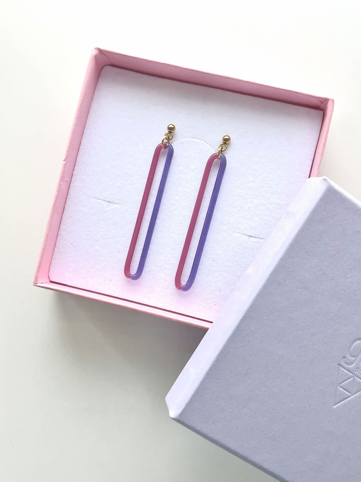 DUO Earrings - Long Purple and Pink — 3