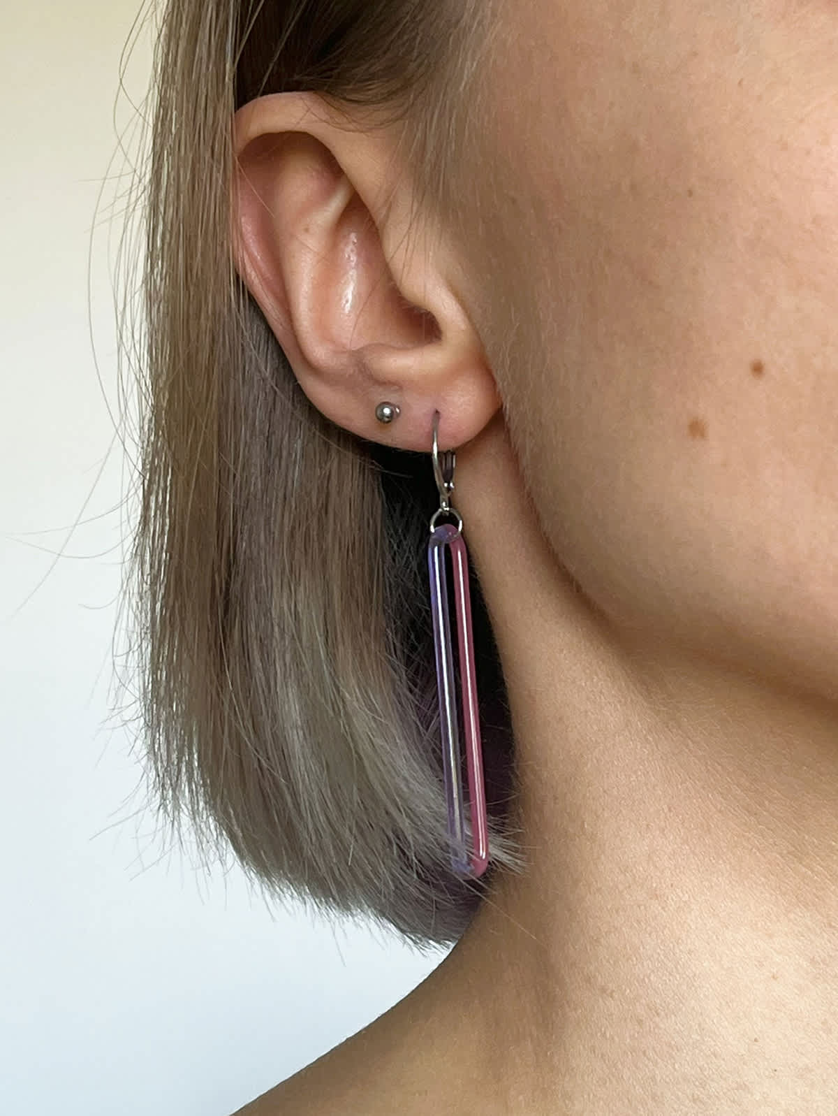 DUO Earrings - Long Purple and Pink — 5