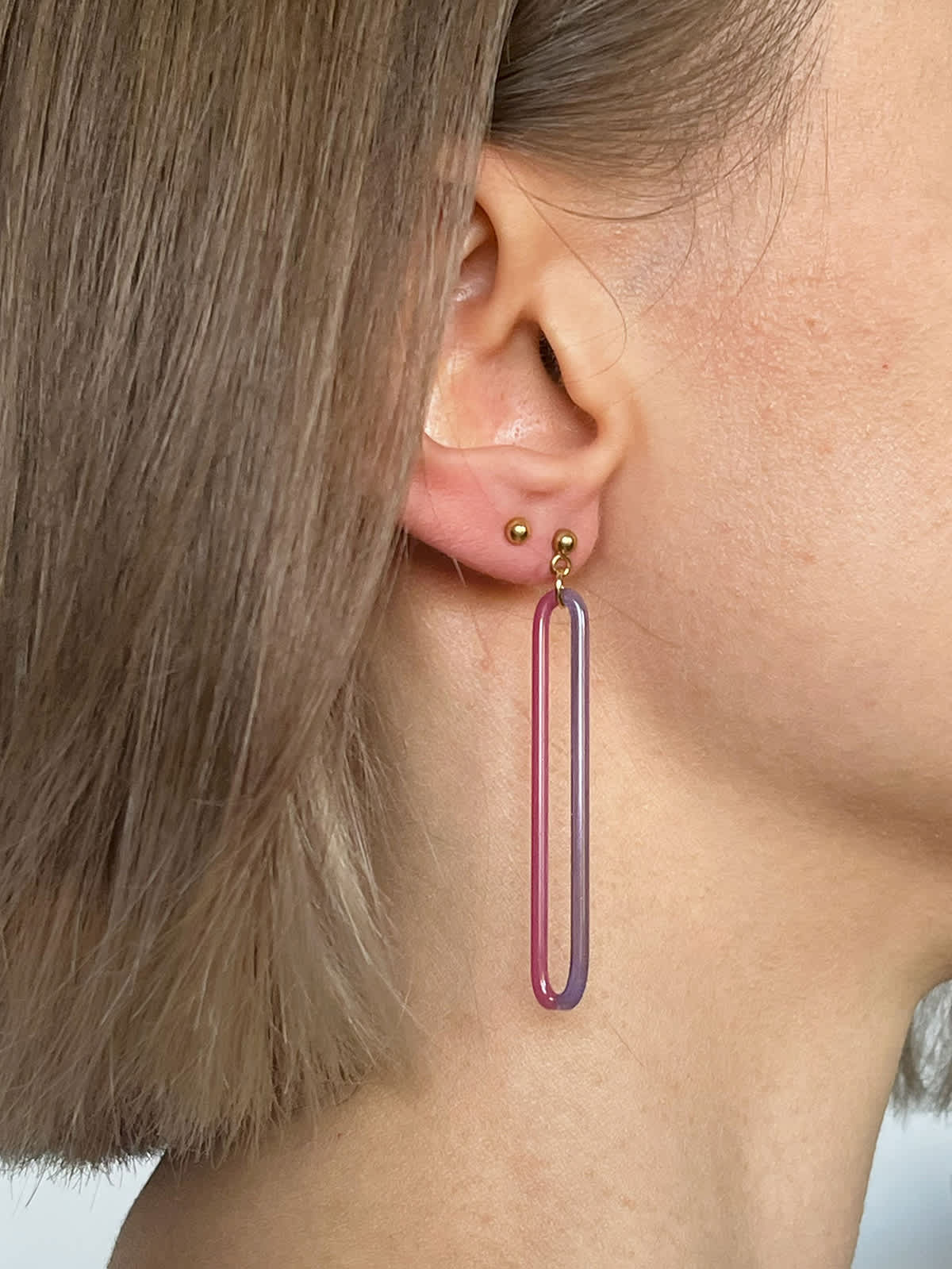 DUO Earrings - Long Purple and Pink — 6