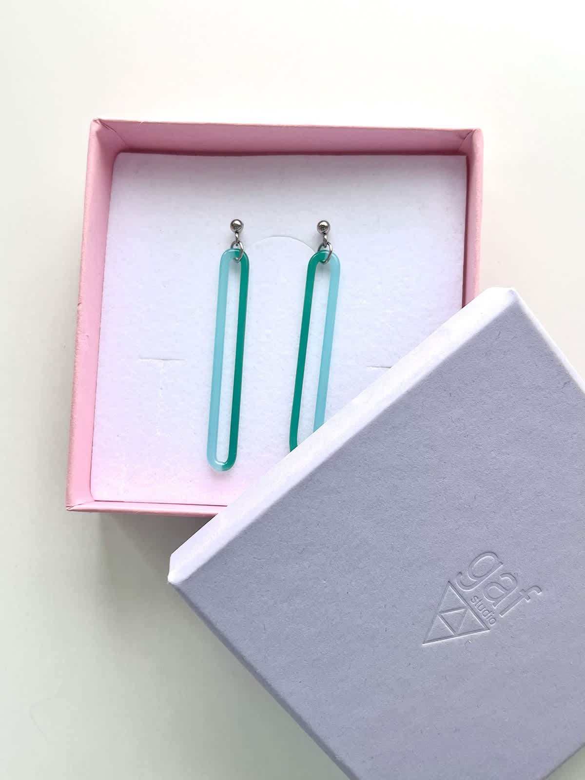 DUO Earrings - Long Turquoise and Blue — 3