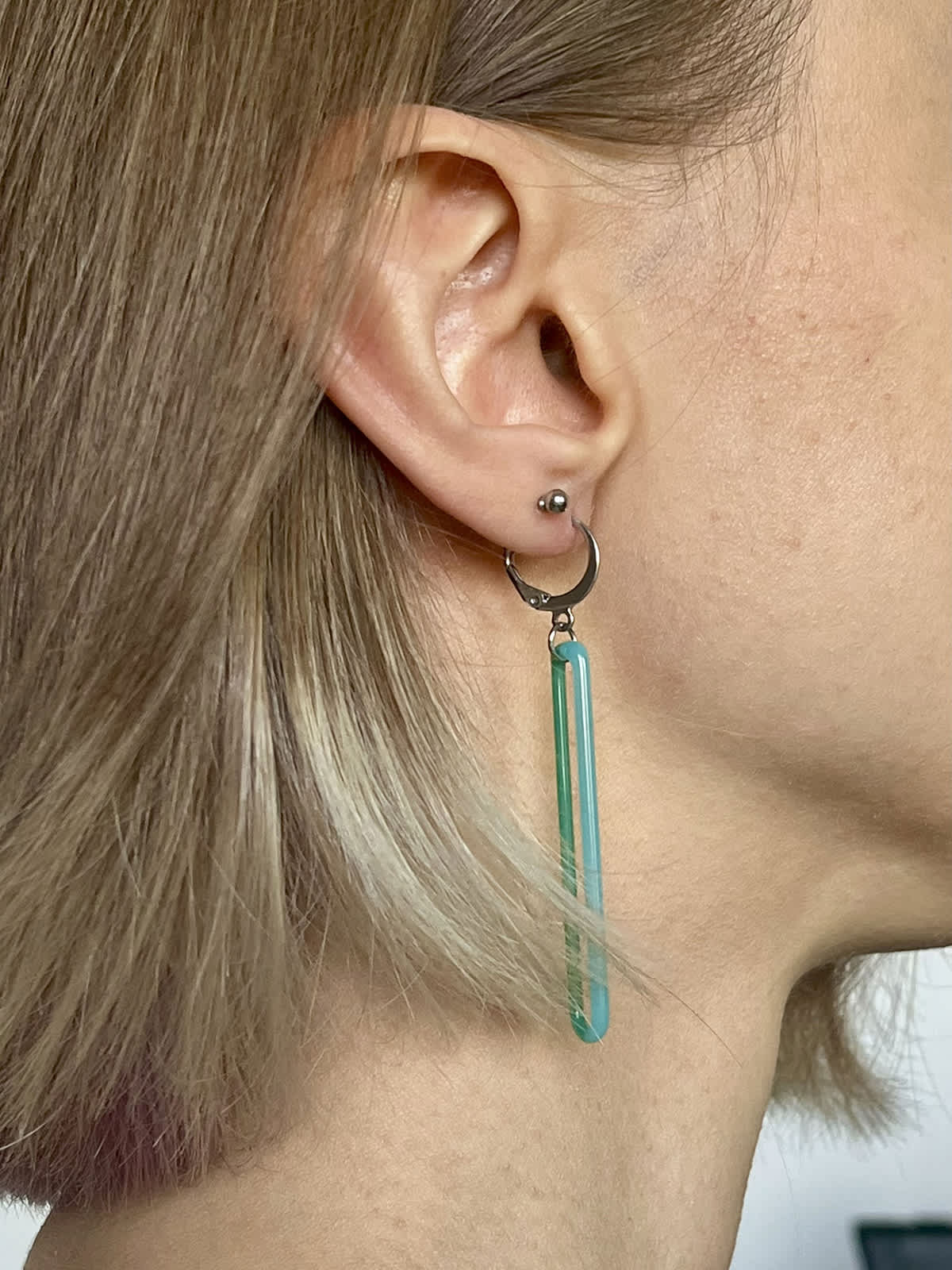 DUO Earrings - Long Turquoise and Blue — 6