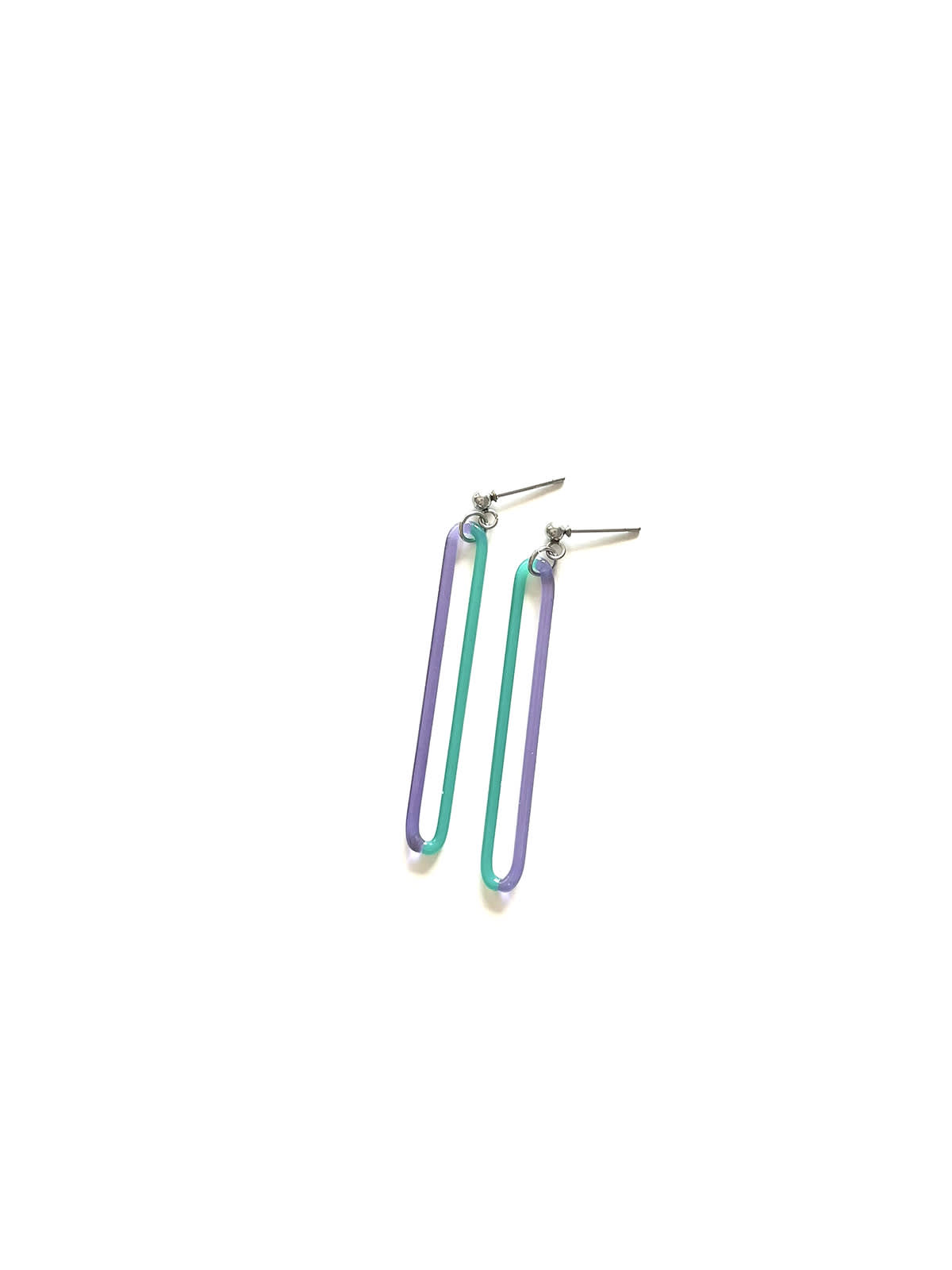 DUO Earrings - Long Turquoise and Purple — 1