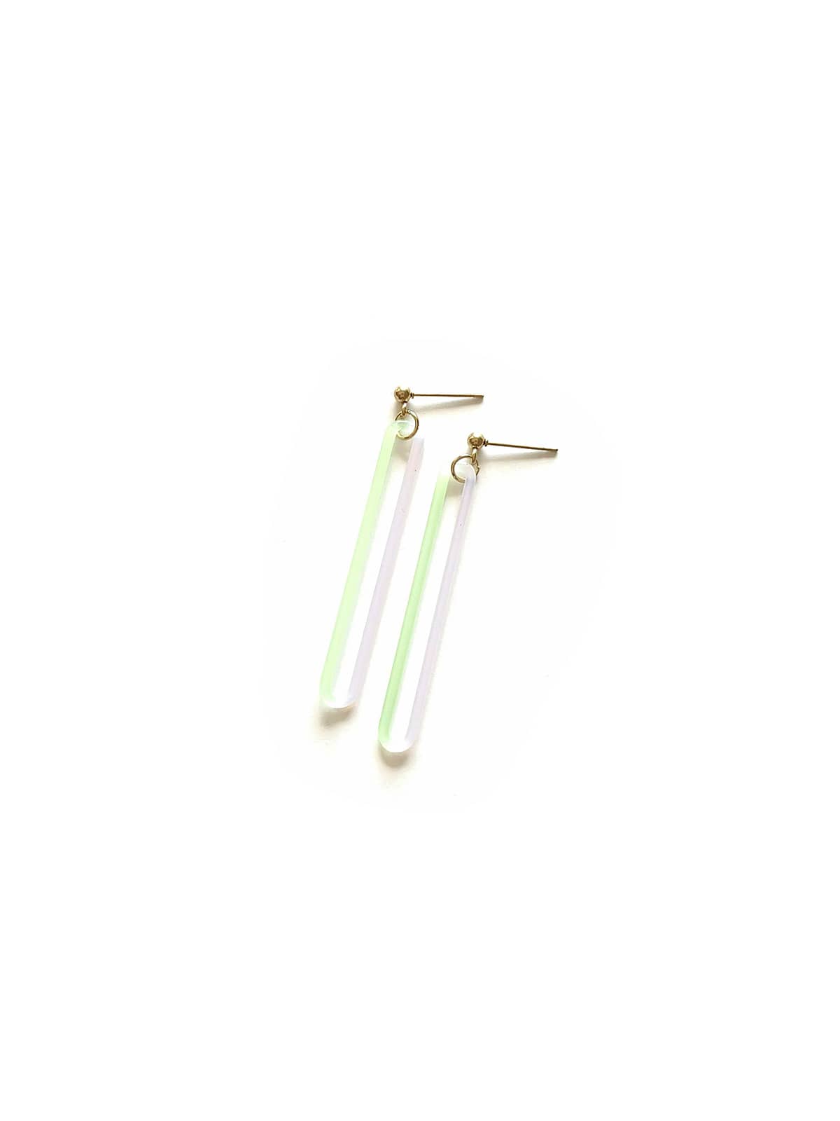 DUO Earrings - Long Pink and Green — 1