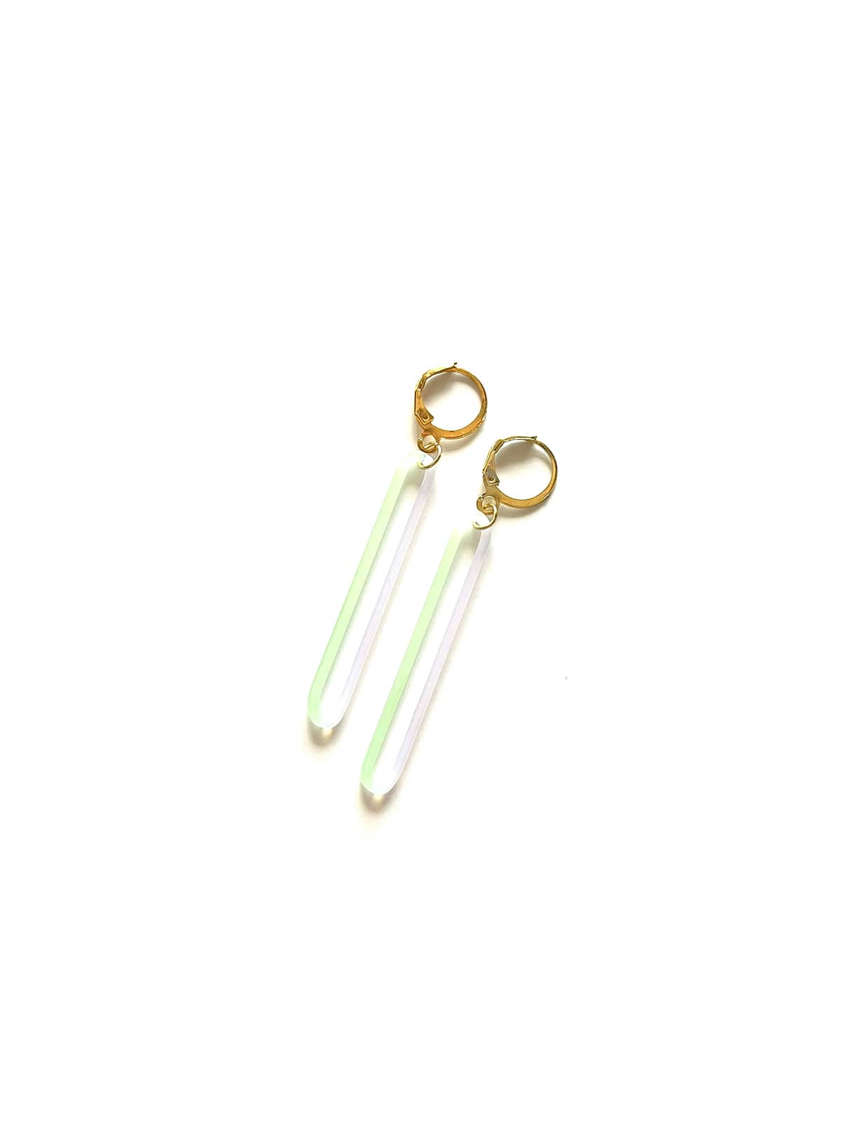 DUO Earrings - Long Pink and Green — 2