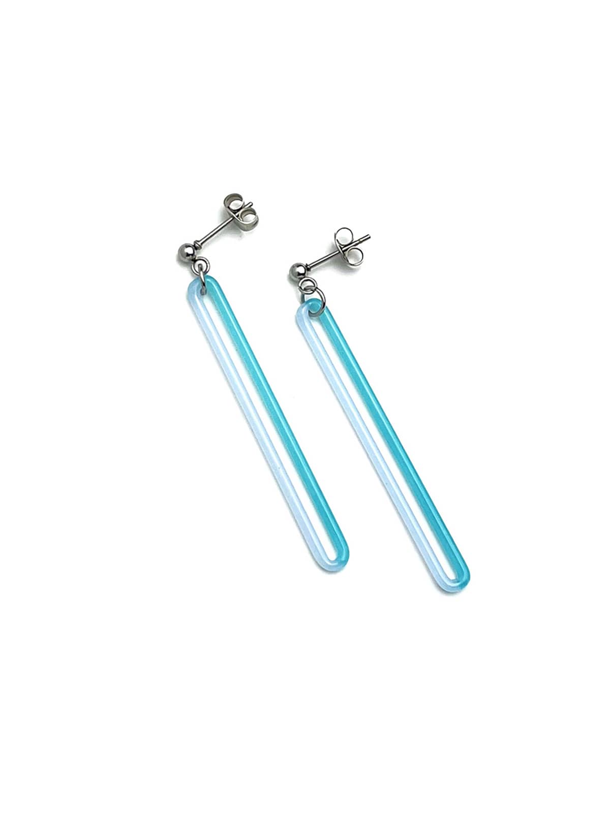 DUO Earrings - Long Lavender and Sky Blue — 1