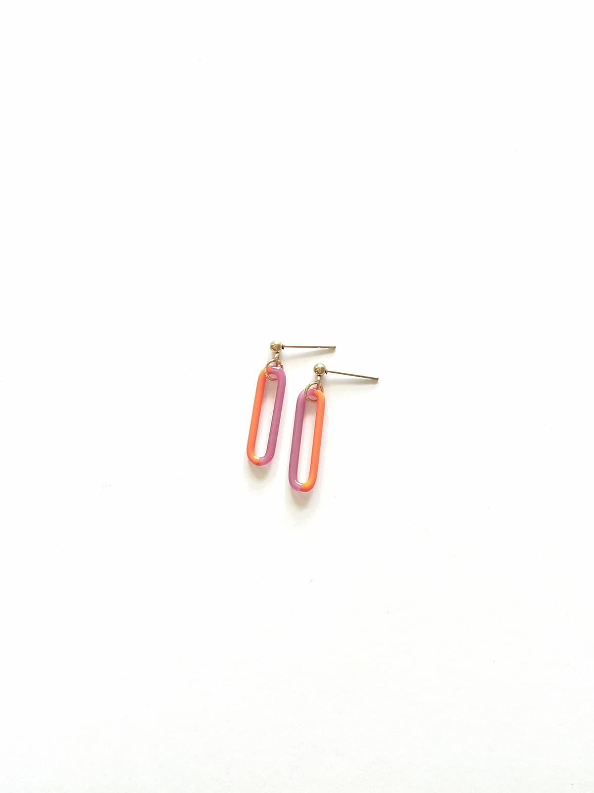 DUO Earrings - Short Orange and Pink — 1