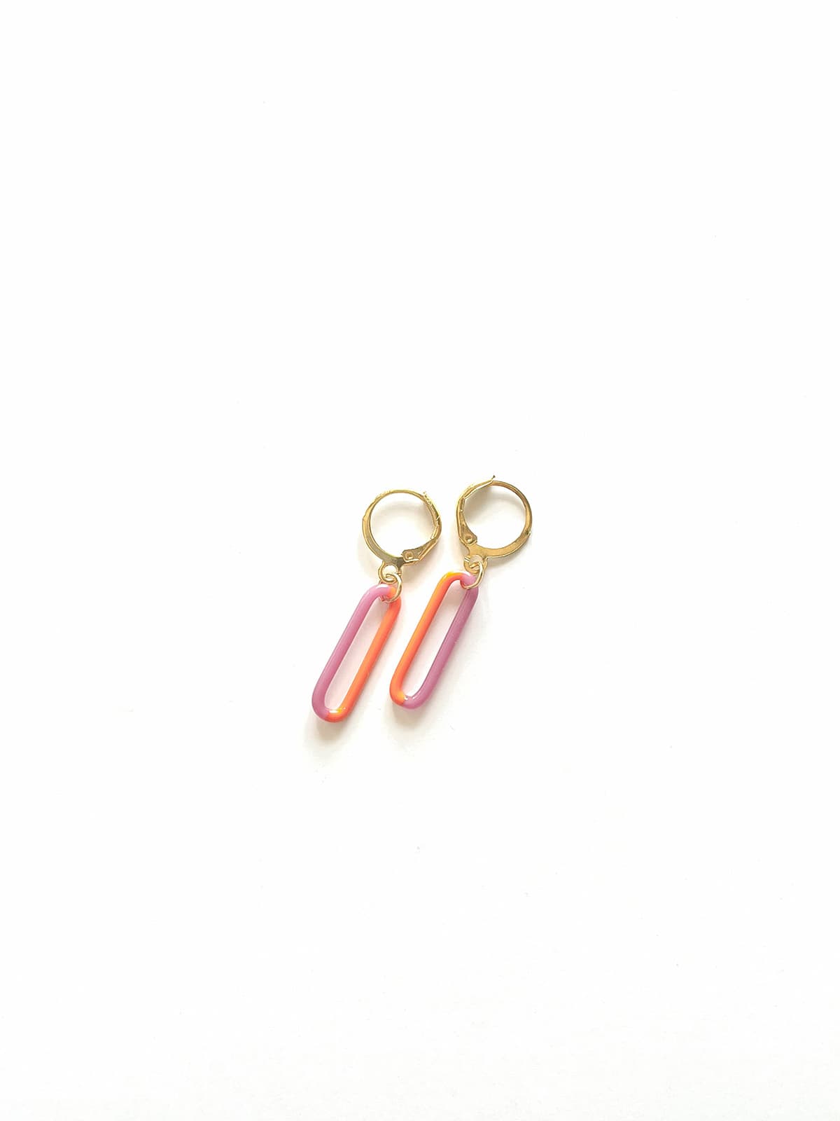 DUO Earrings - Short Orange and Pink — 2