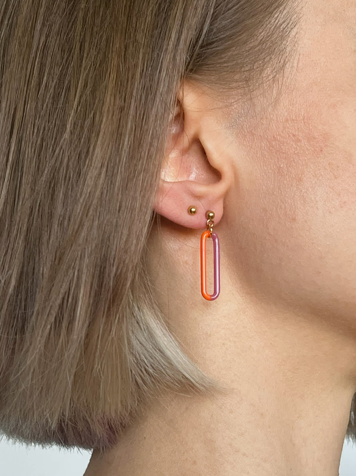 DUO Earrings - Short Orange and Pink — 4