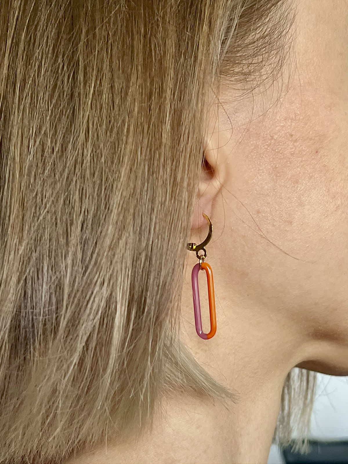 DUO Earrings - Short Orange and Pink — 5