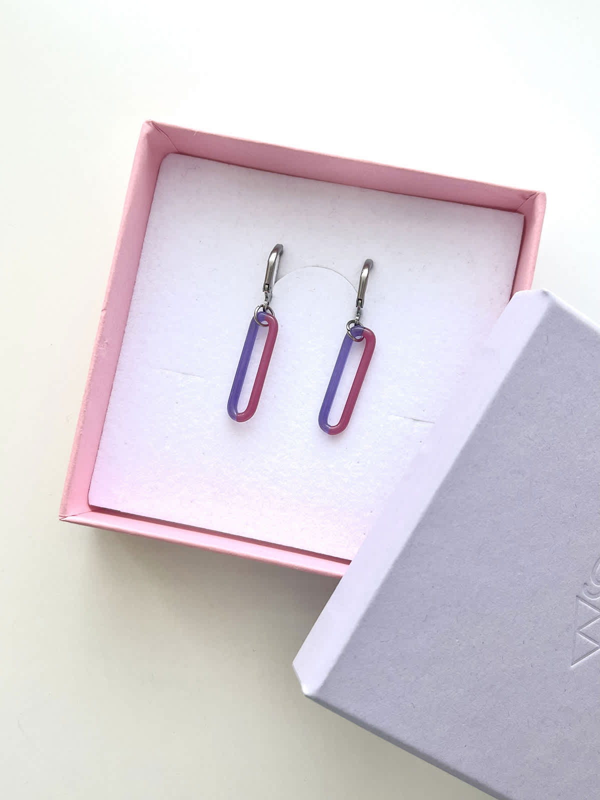 DUO Earrings - Short Purple and Pink — 3