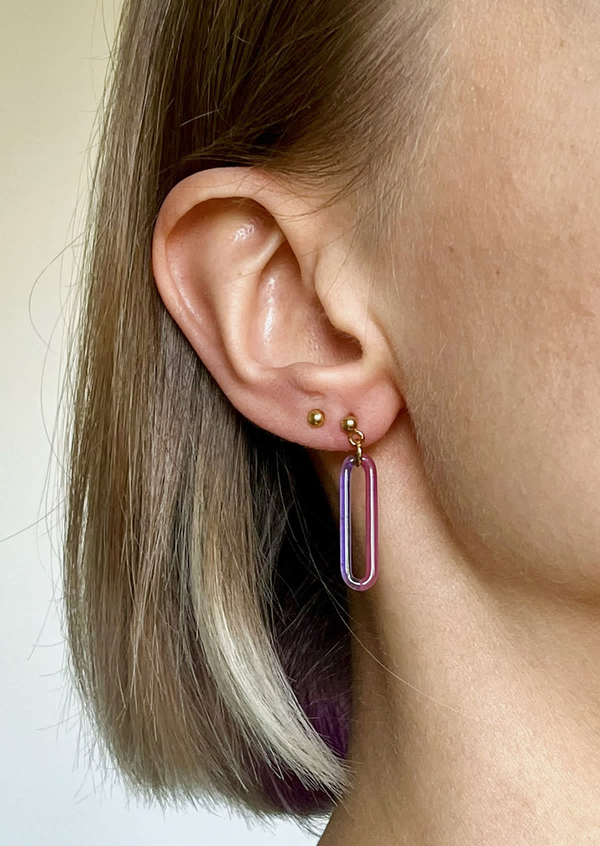 DUO Earrings - Short Purple and Pink — 4