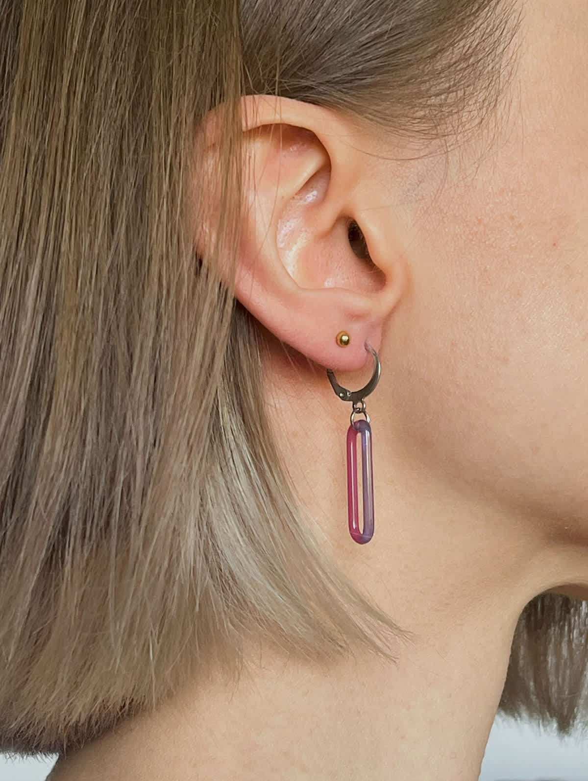 DUO Earrings - Short Purple and Pink — 5