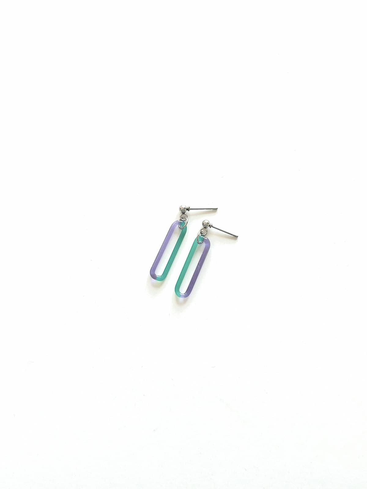 DUO Earrings - Short Turquoise and Purple — 1