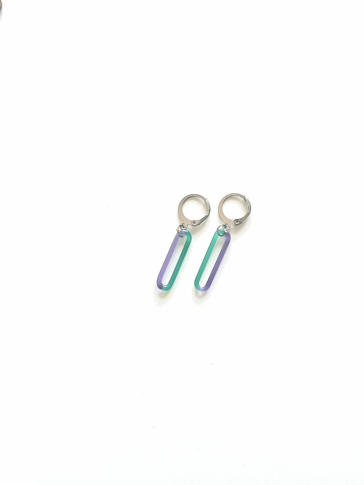 DUO Earrings - Short Turquoise and Purple — 2