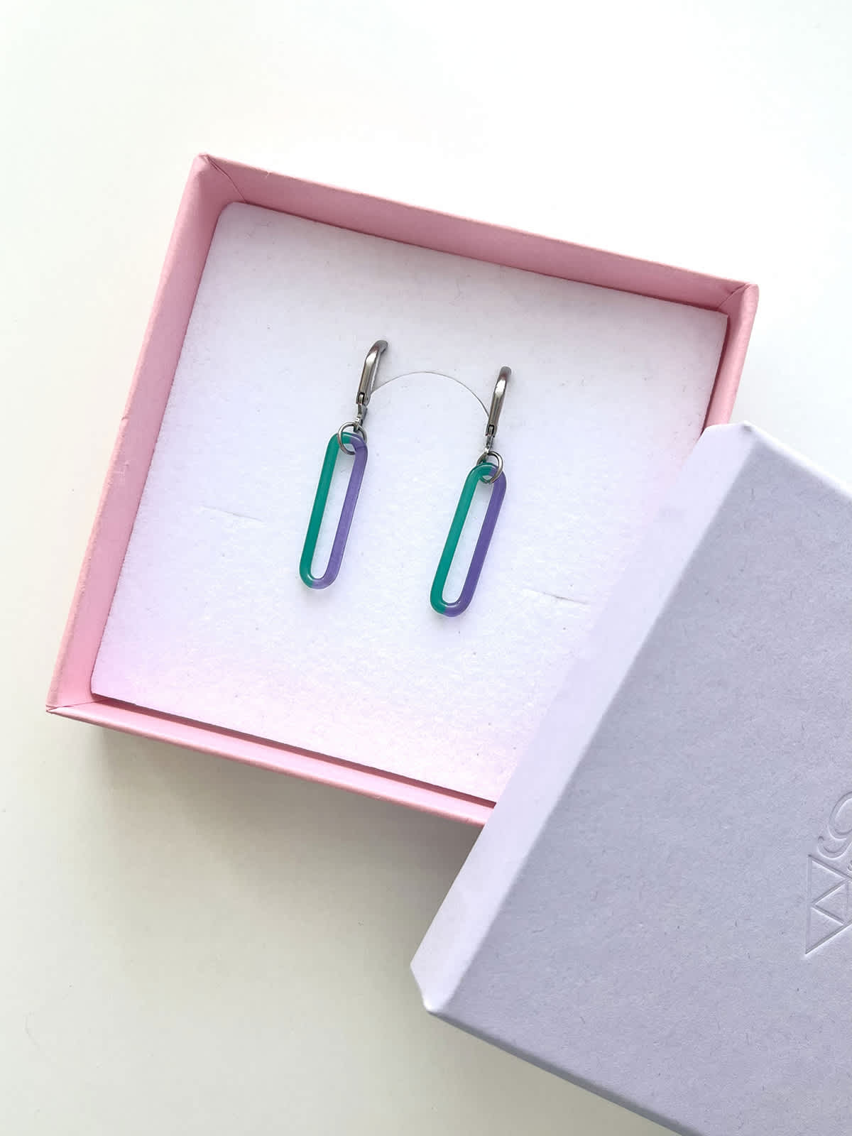 DUO Earrings - Short Turquoise and Purple — 3