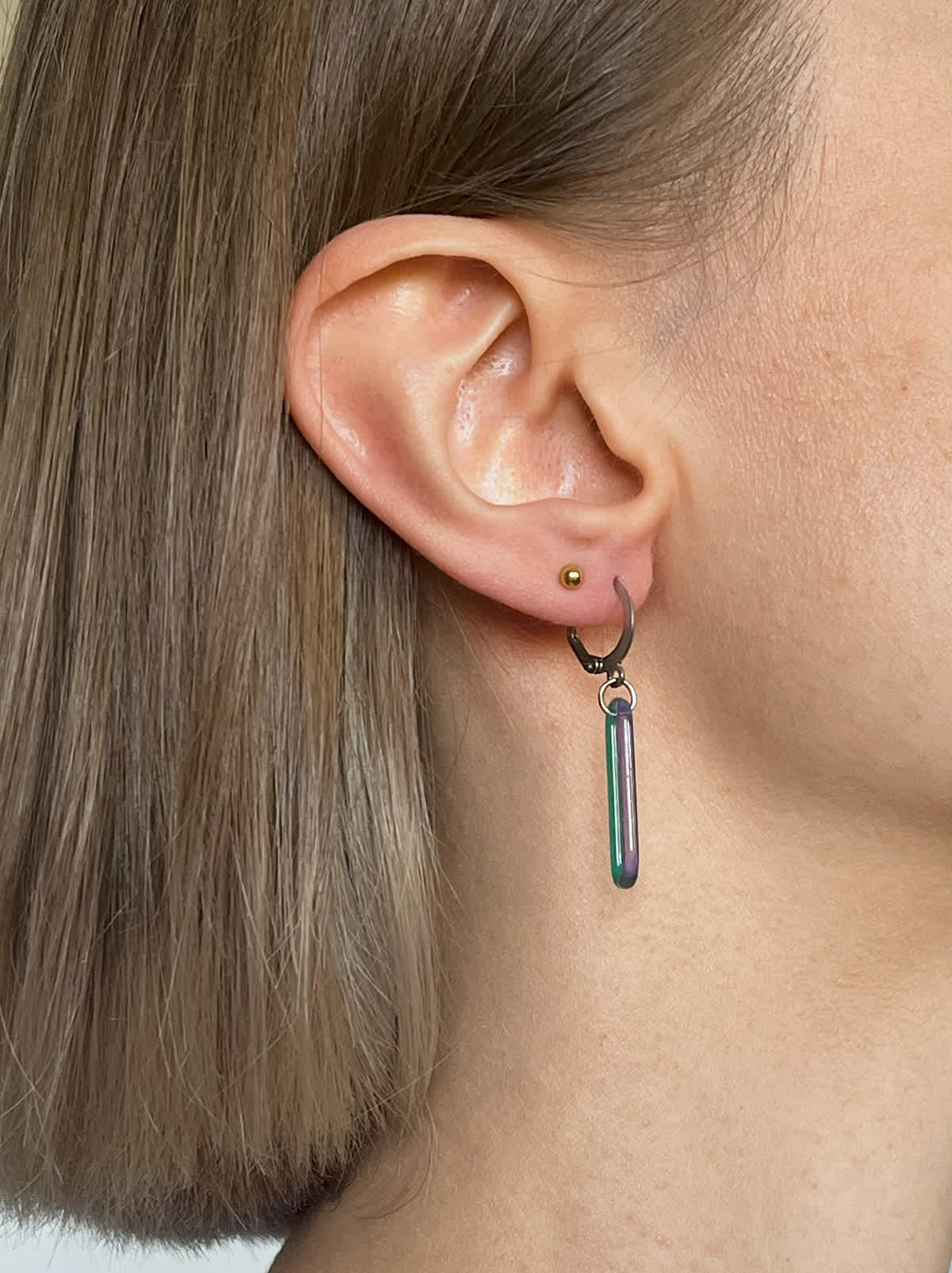 DUO Earrings - Short Turquoise and Purple — 4