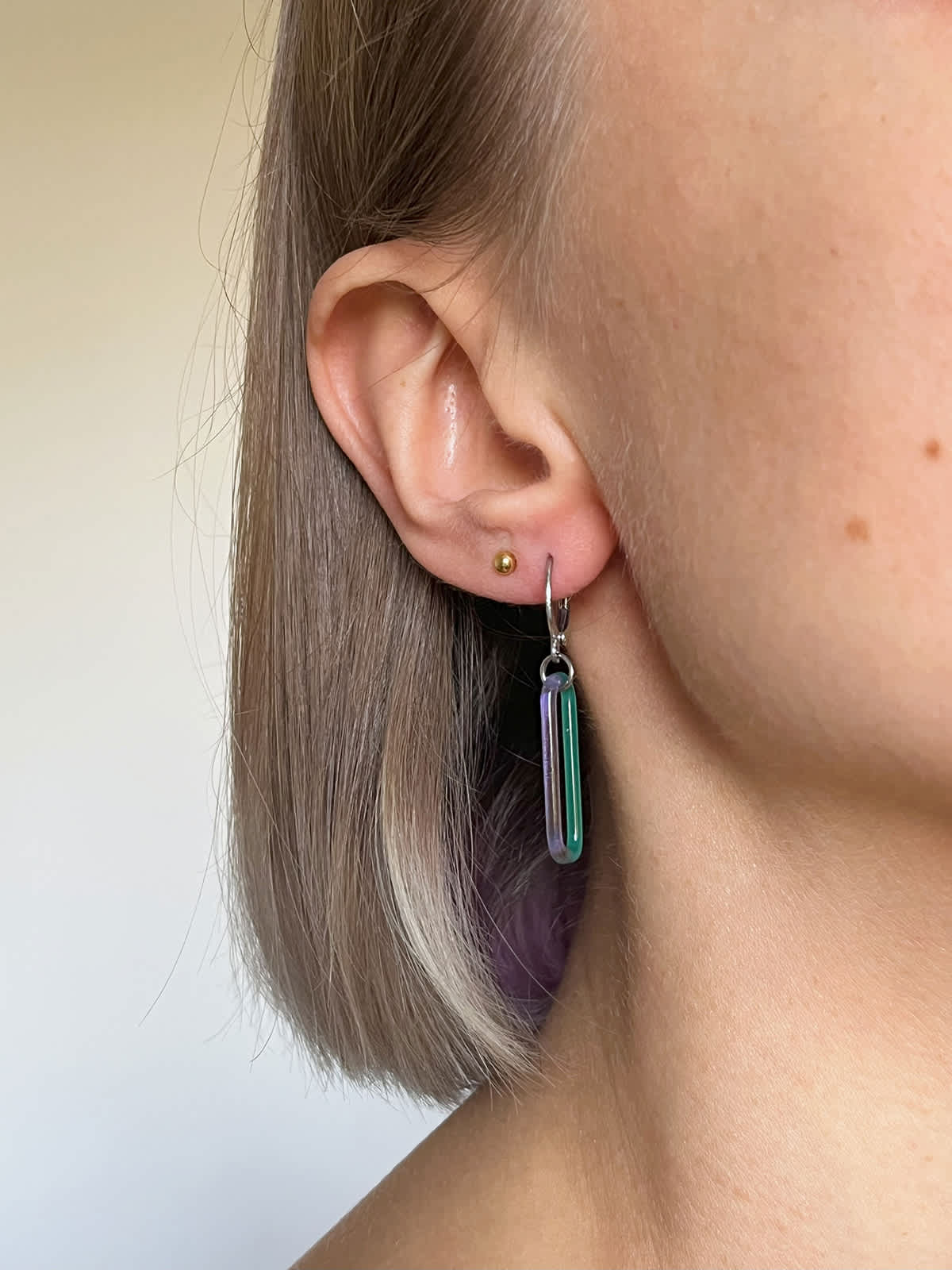 DUO Earrings - Short Turquoise and Purple — 5