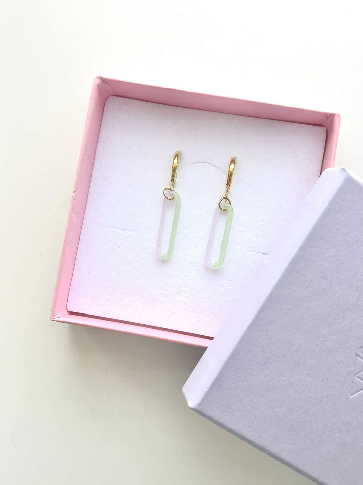 DUO Earrings - Short Pink and Green — 3
