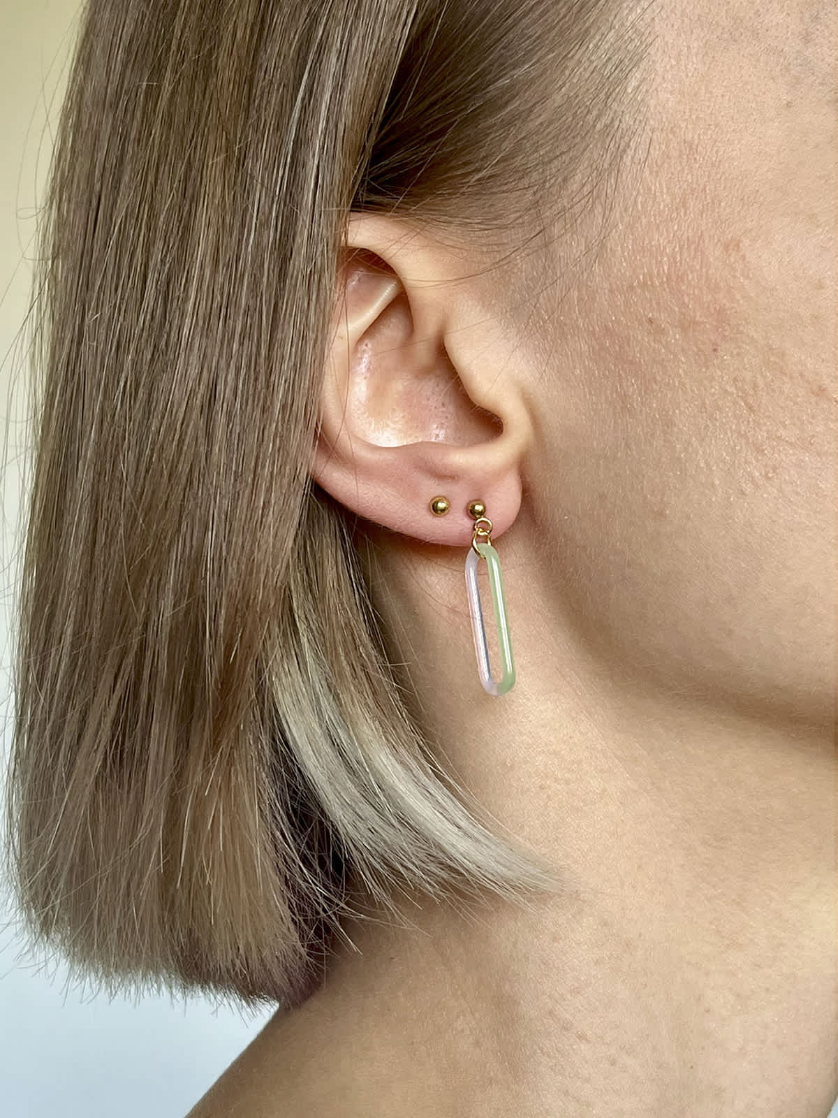 DUO Earrings - Short Pink and Green — 4