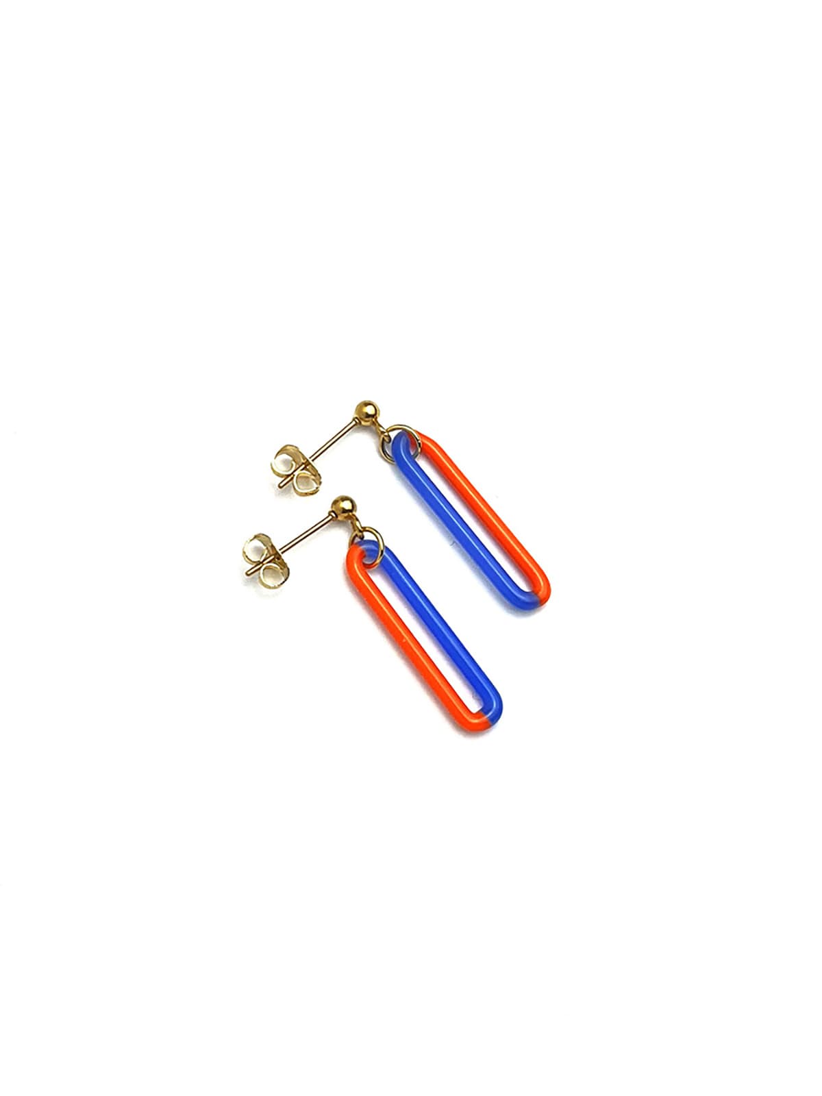 DUO Earrings - Short Orange and Blue — 1