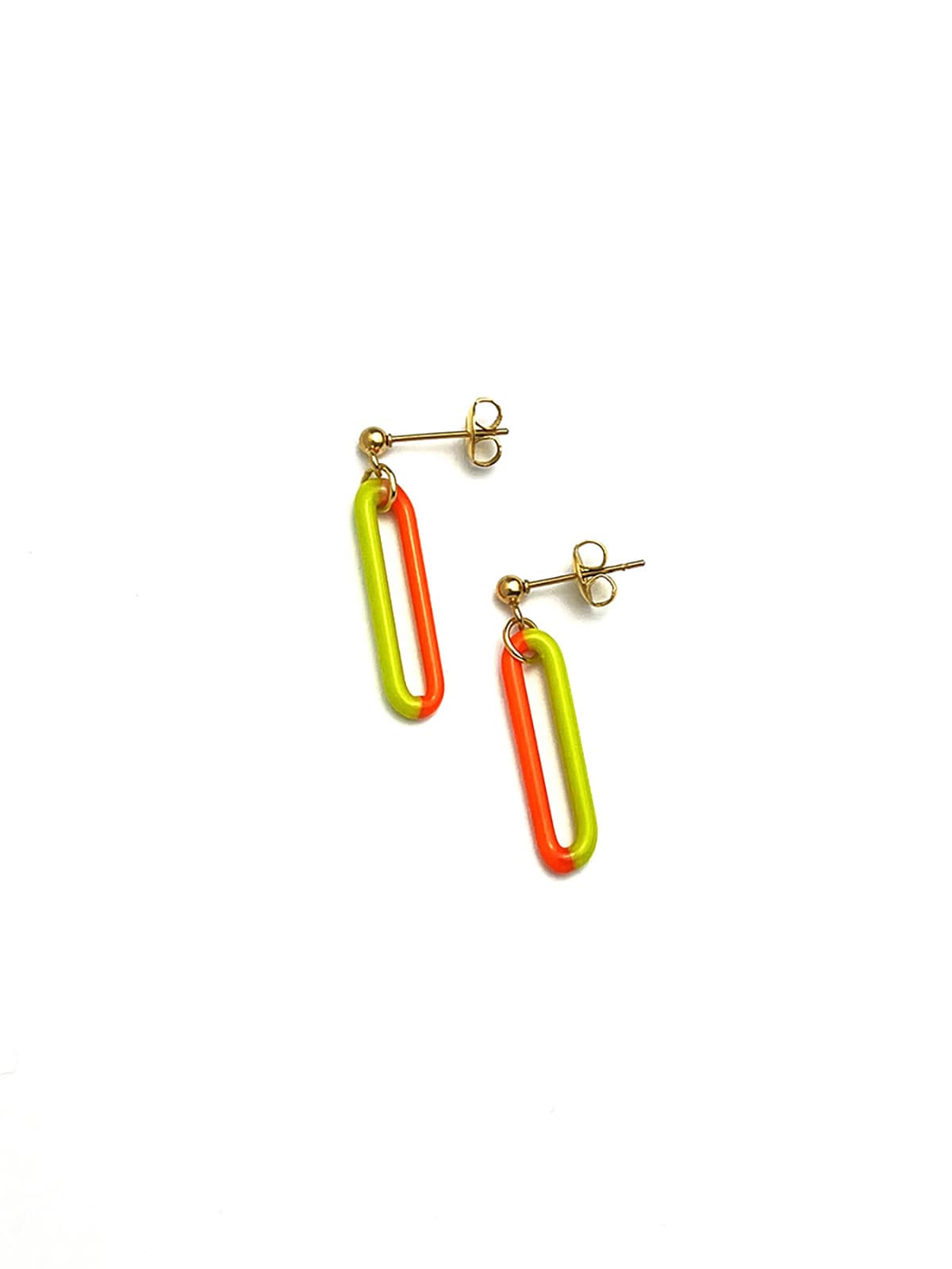 DUO Earrings - Short Orange and Green — 1