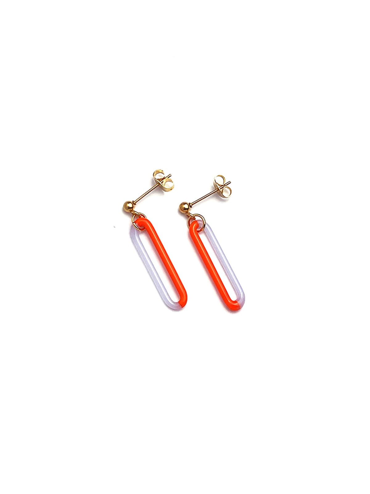 DUO Earrings - Short Orange and Lavender — 1