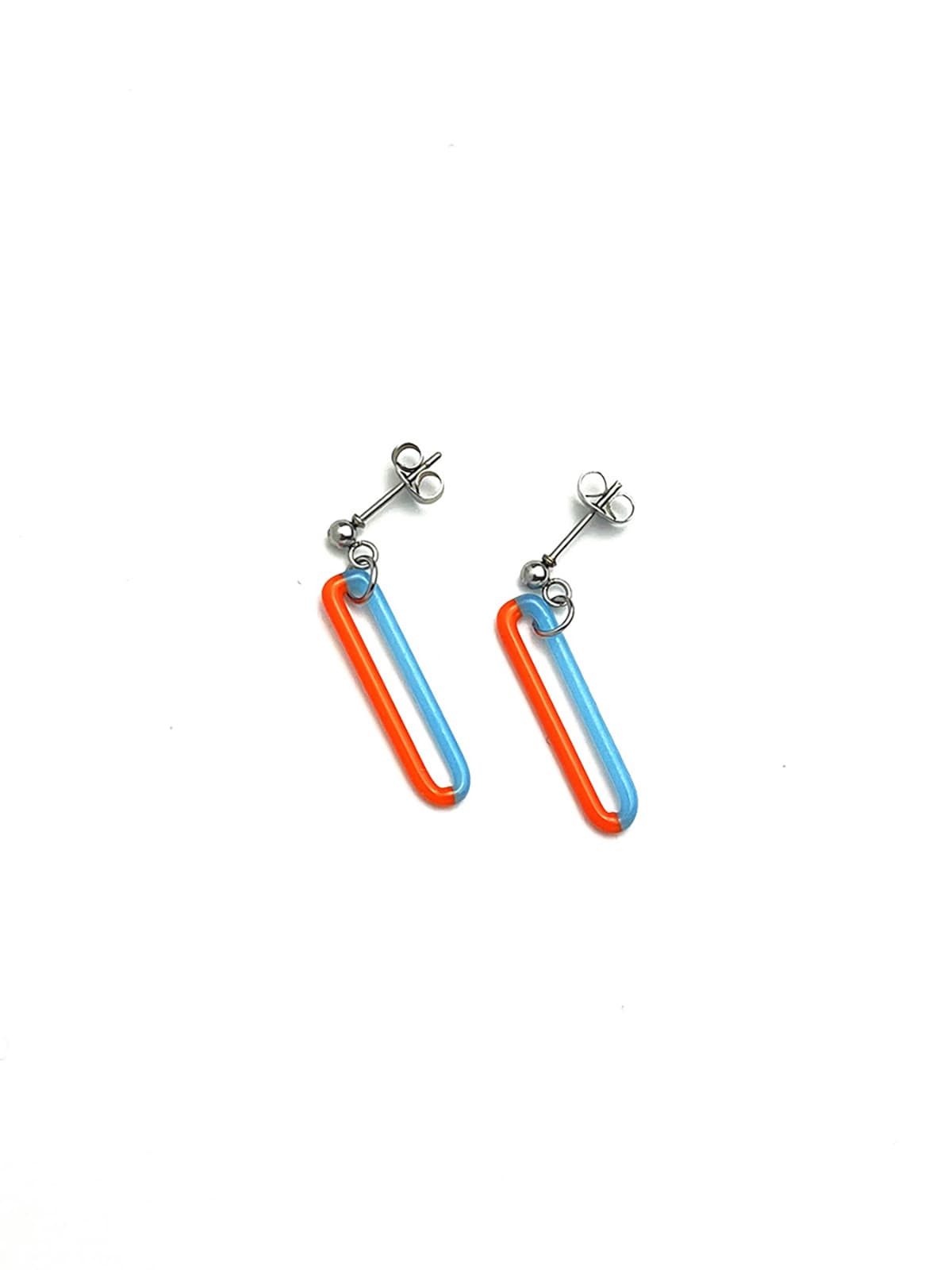 DUO Earrings - Short Orange and Blue — 1