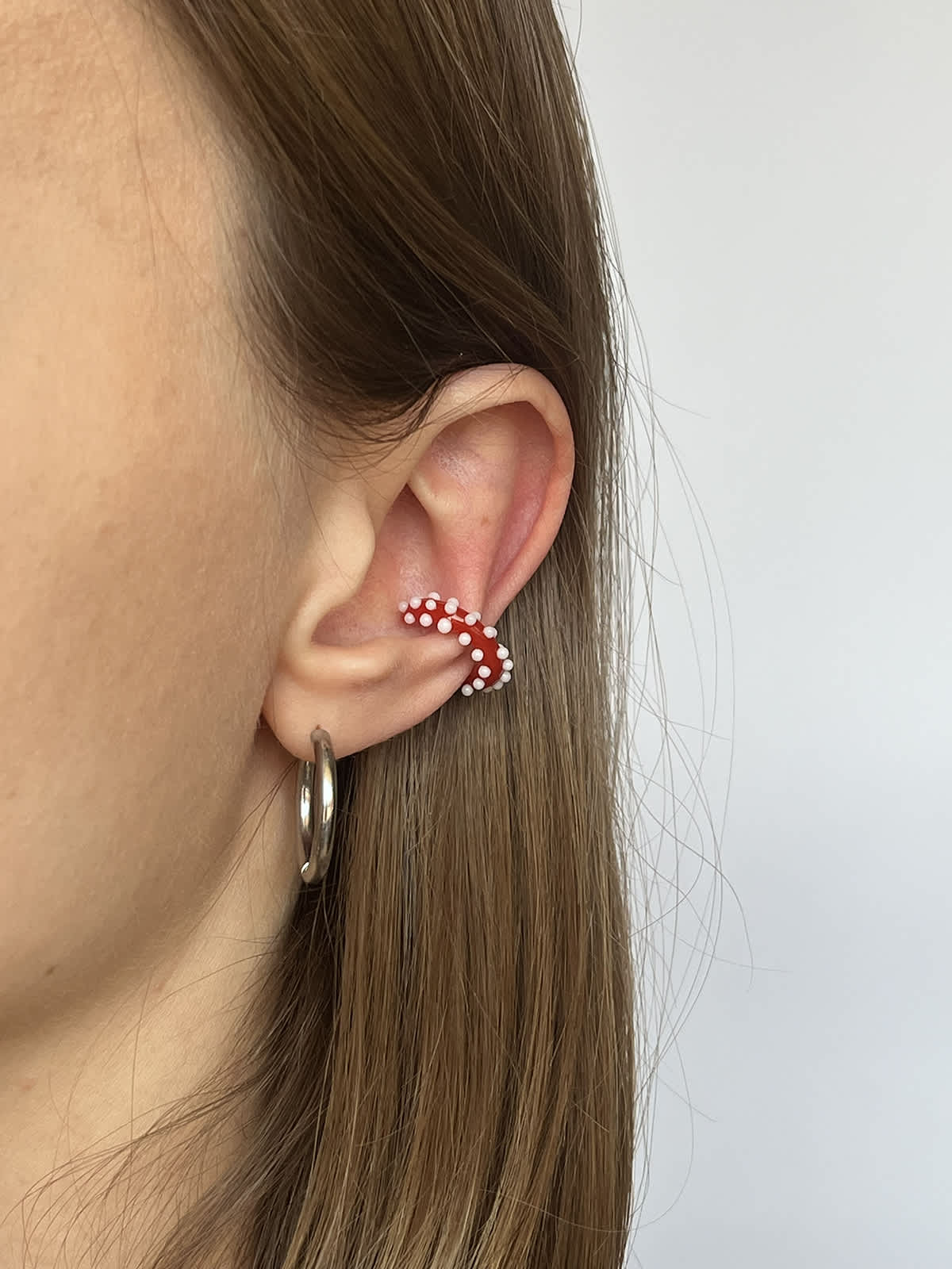 Pixie Ear Cuff - Red and White — 2