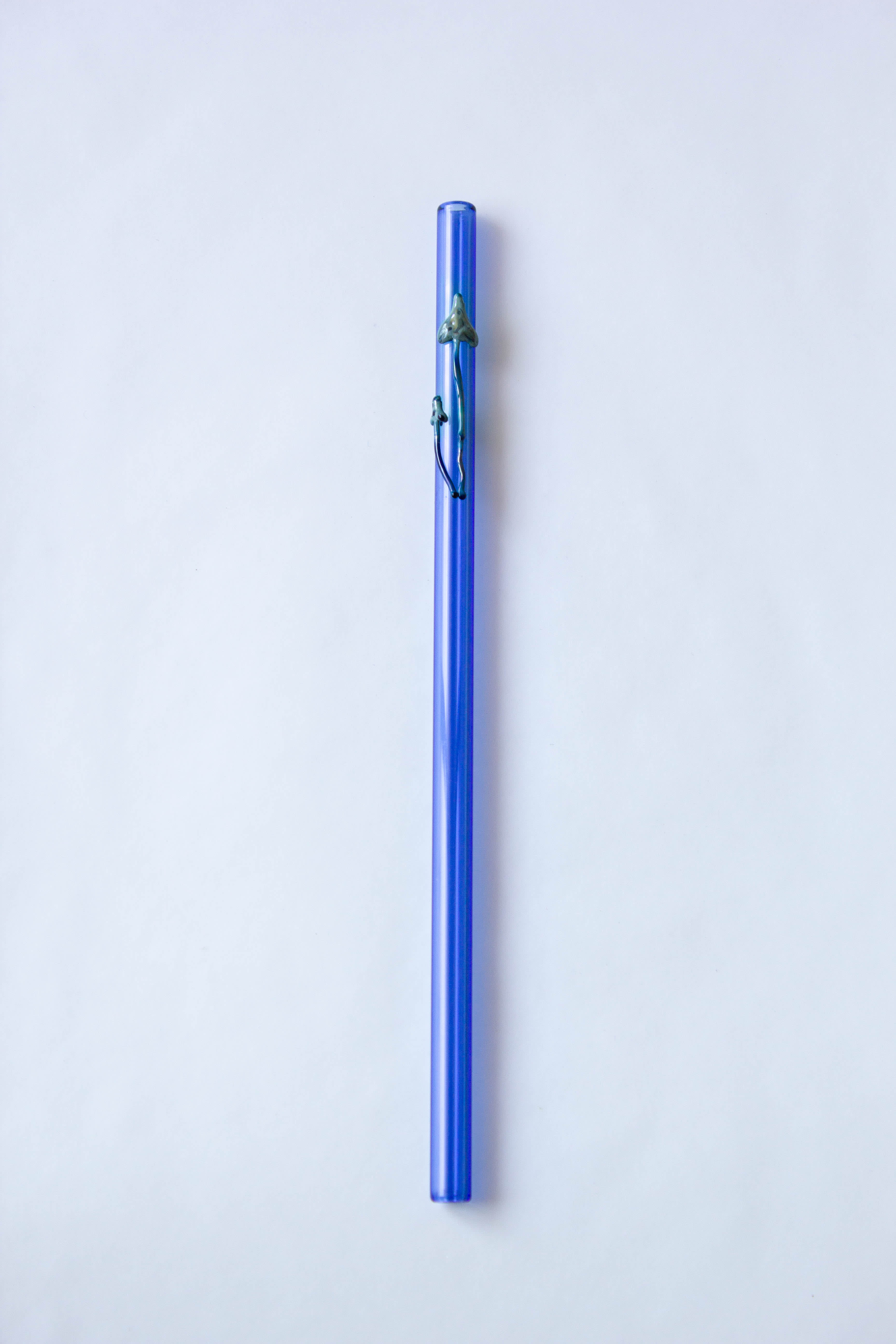 SIP Glass Straw - Blue with Mushrooms — 3