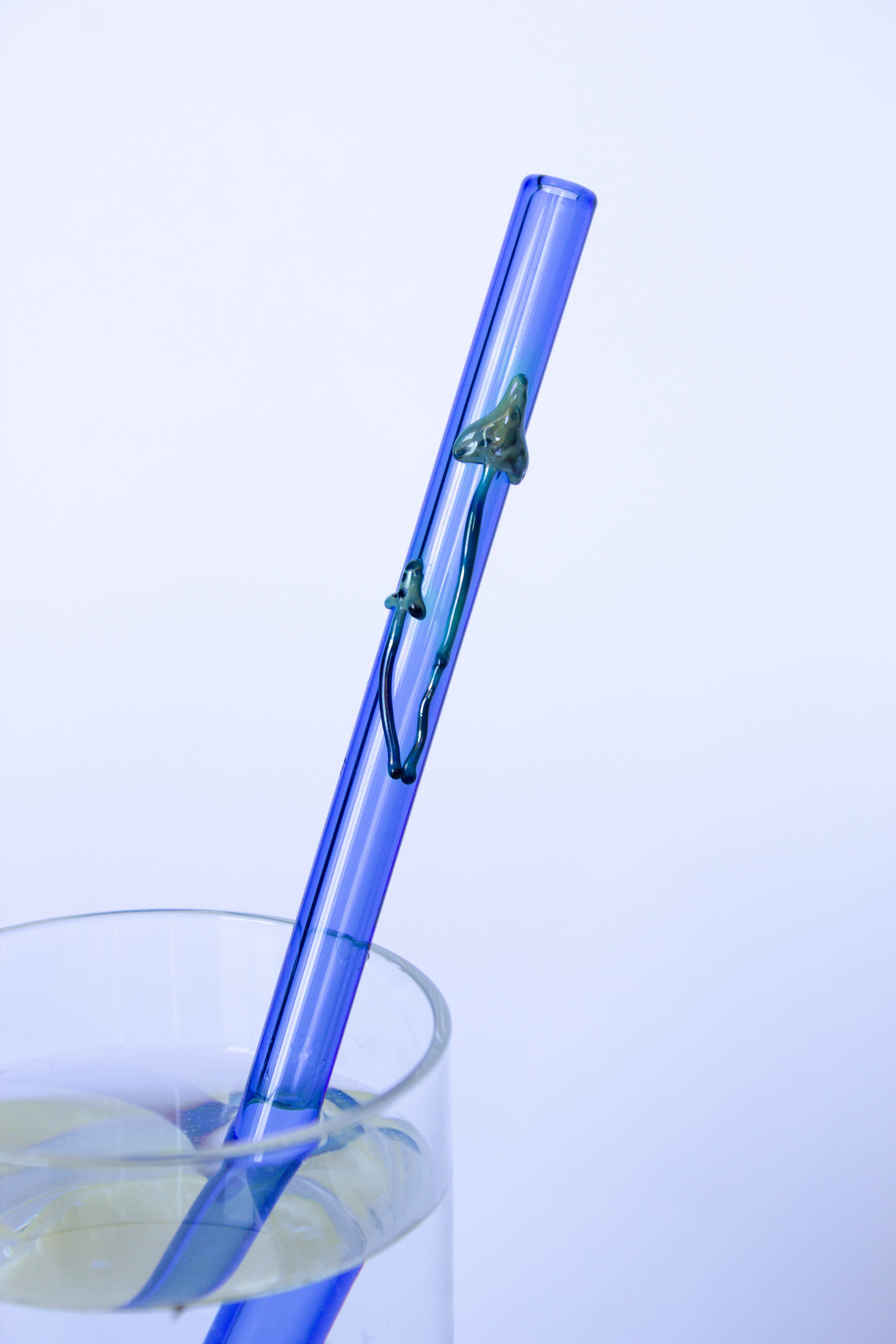 SIP Glass Straw - Blue with Mushrooms — 5
