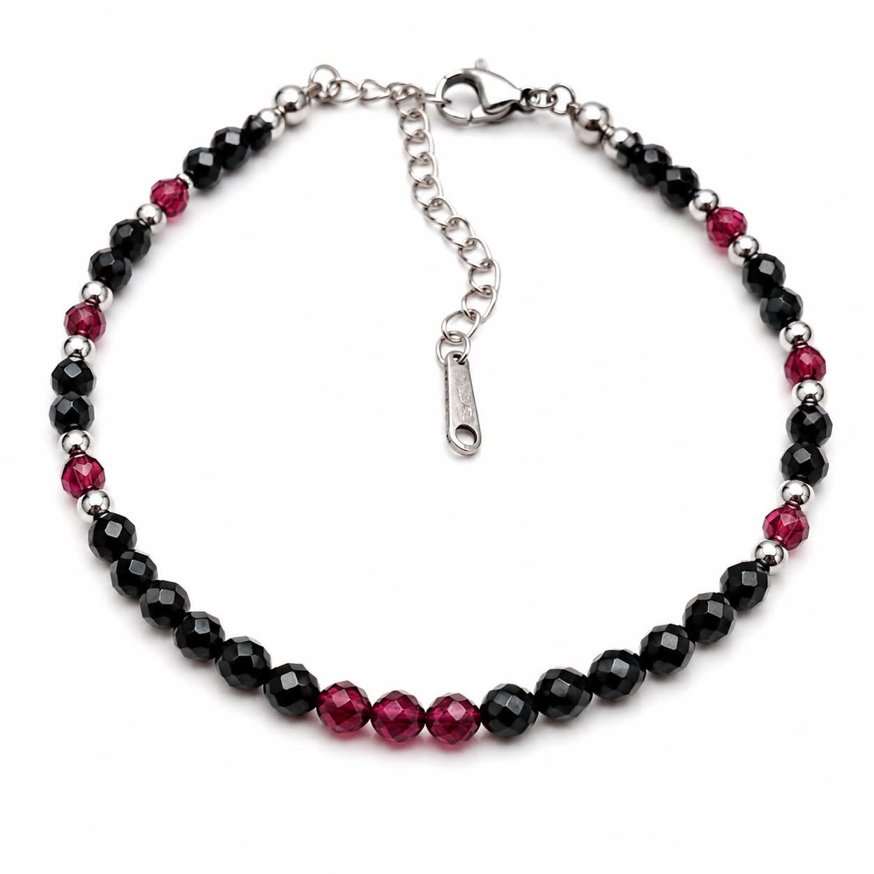 Black Tourmaline, Hematite, and Garnet Bracelet — 1